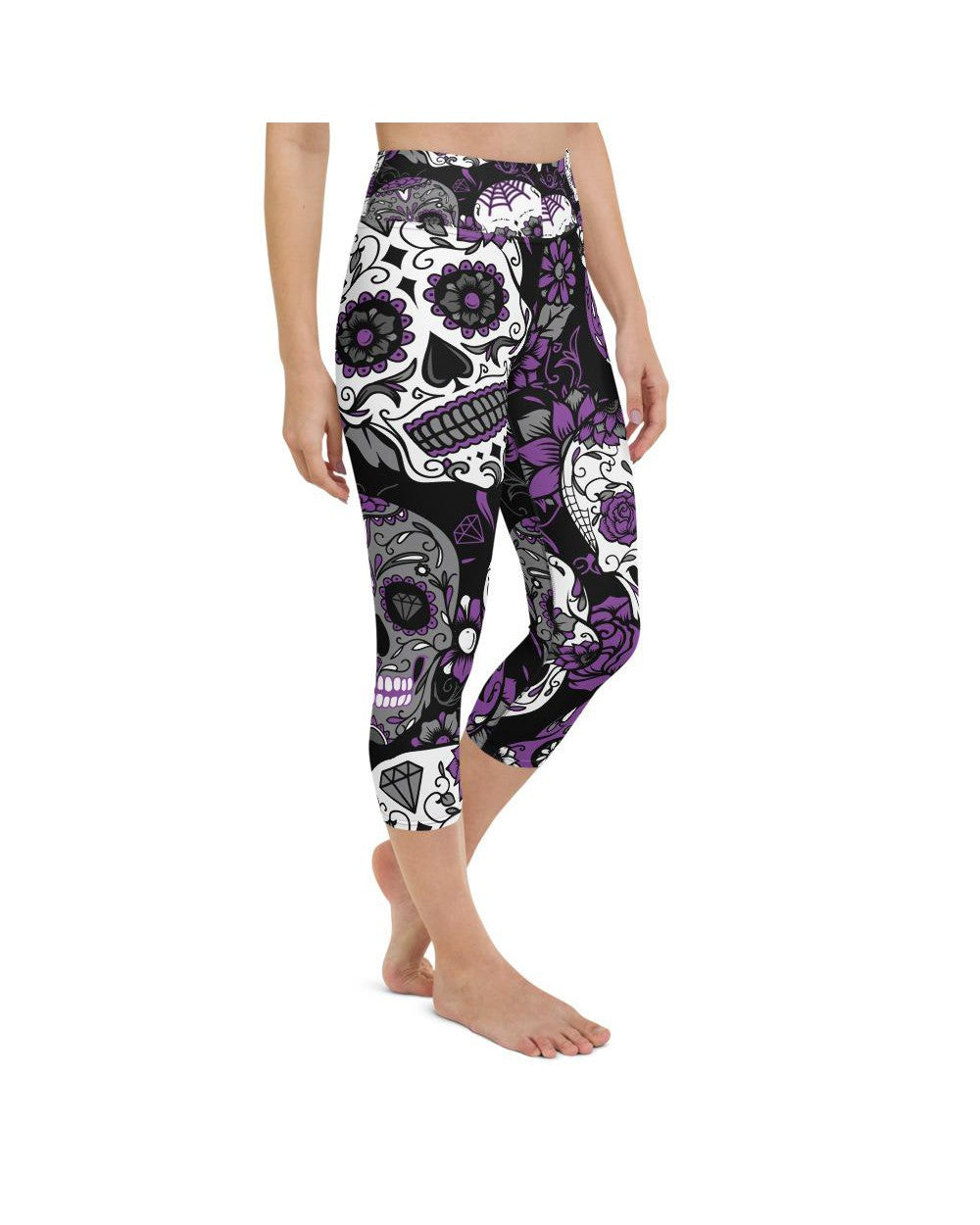 Purple Sugar Skull Yoga Capris Gearbunch