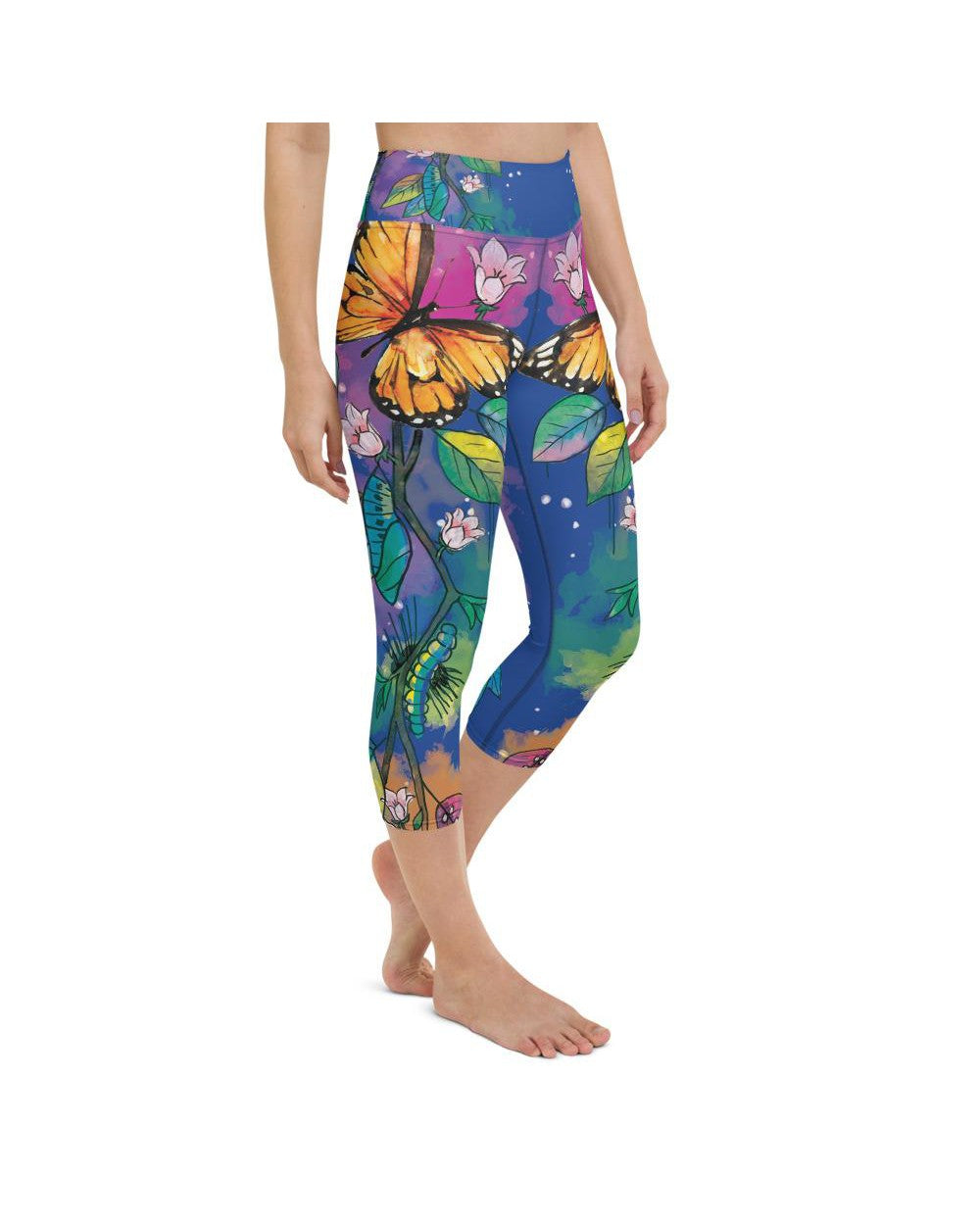 Blue Metamorphosis Yoga Capris Gearbunch