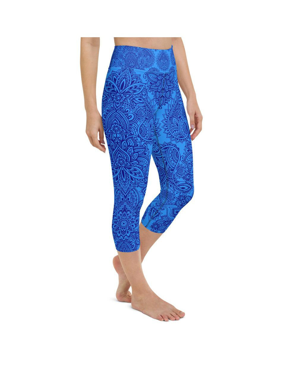 Blue and Navy Henna Tattoo Yoga Capris Gearbunch