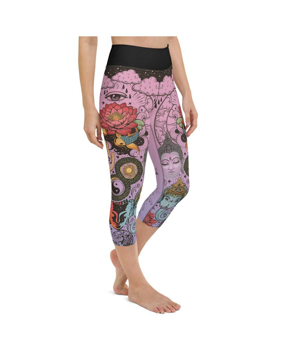 Pink Tattooed Lotus Yoga Capris Gearbunch