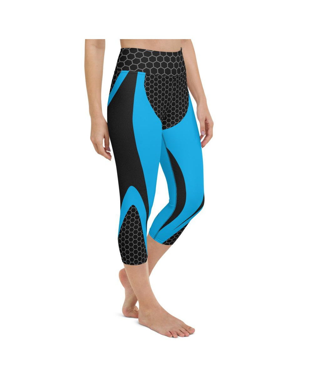 Blue Honeycomb Carbon Yoga Capris Gearbunch