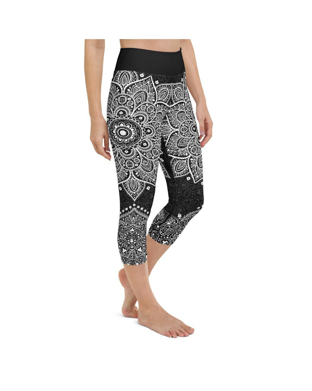 B&W Mandala Yoga Capris Gearbunch