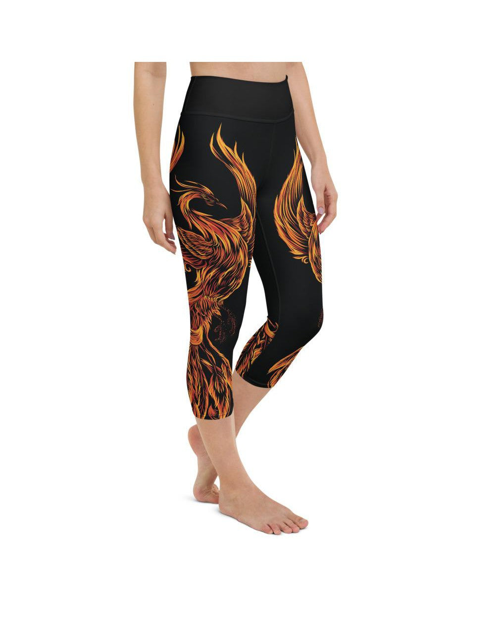 Womens Yoga Capris Phoenix Black/Orange/Red | Gearbunch.com