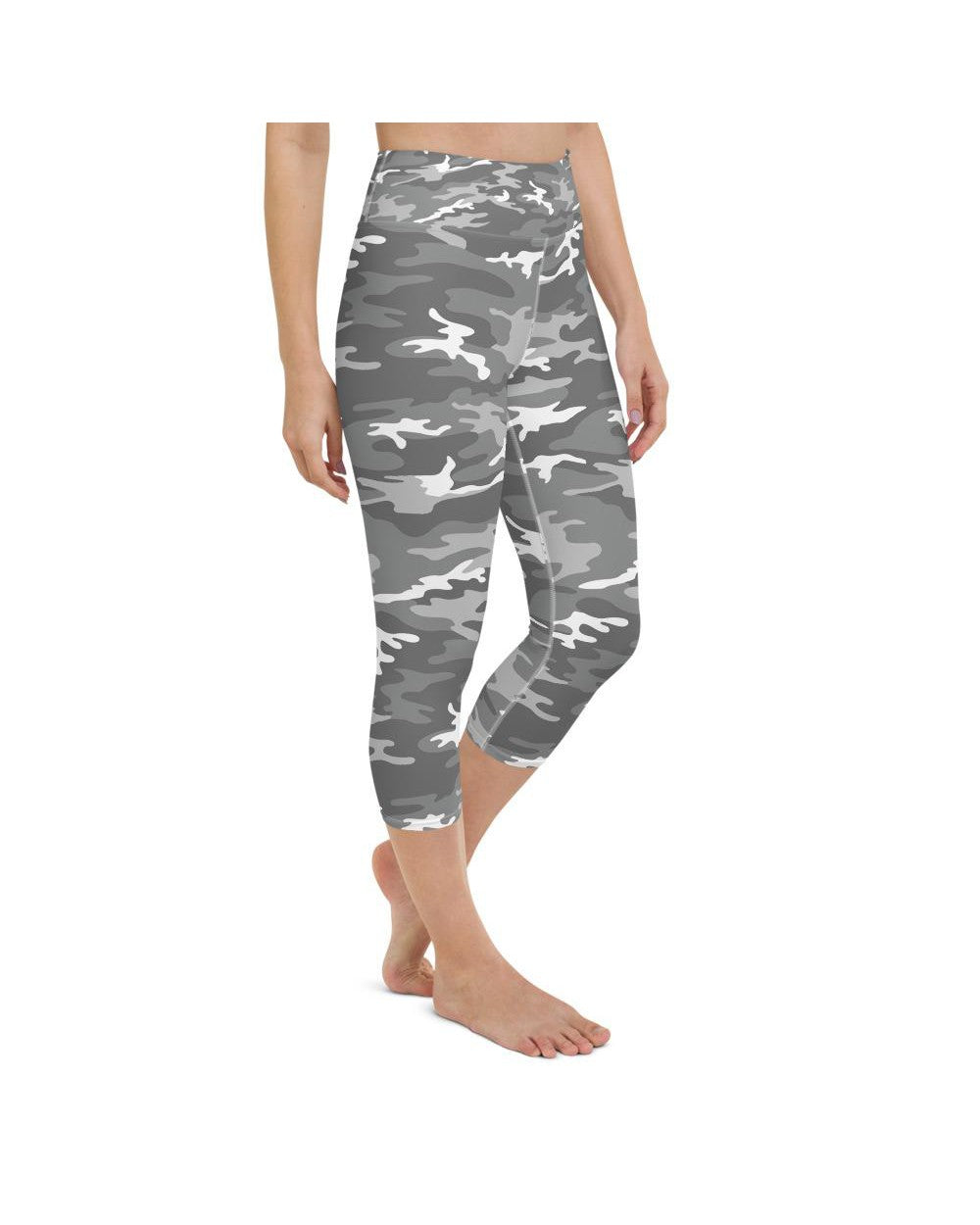 Womens Yoga Capris Light Grey Camo Grey/White | Gearbunch.com