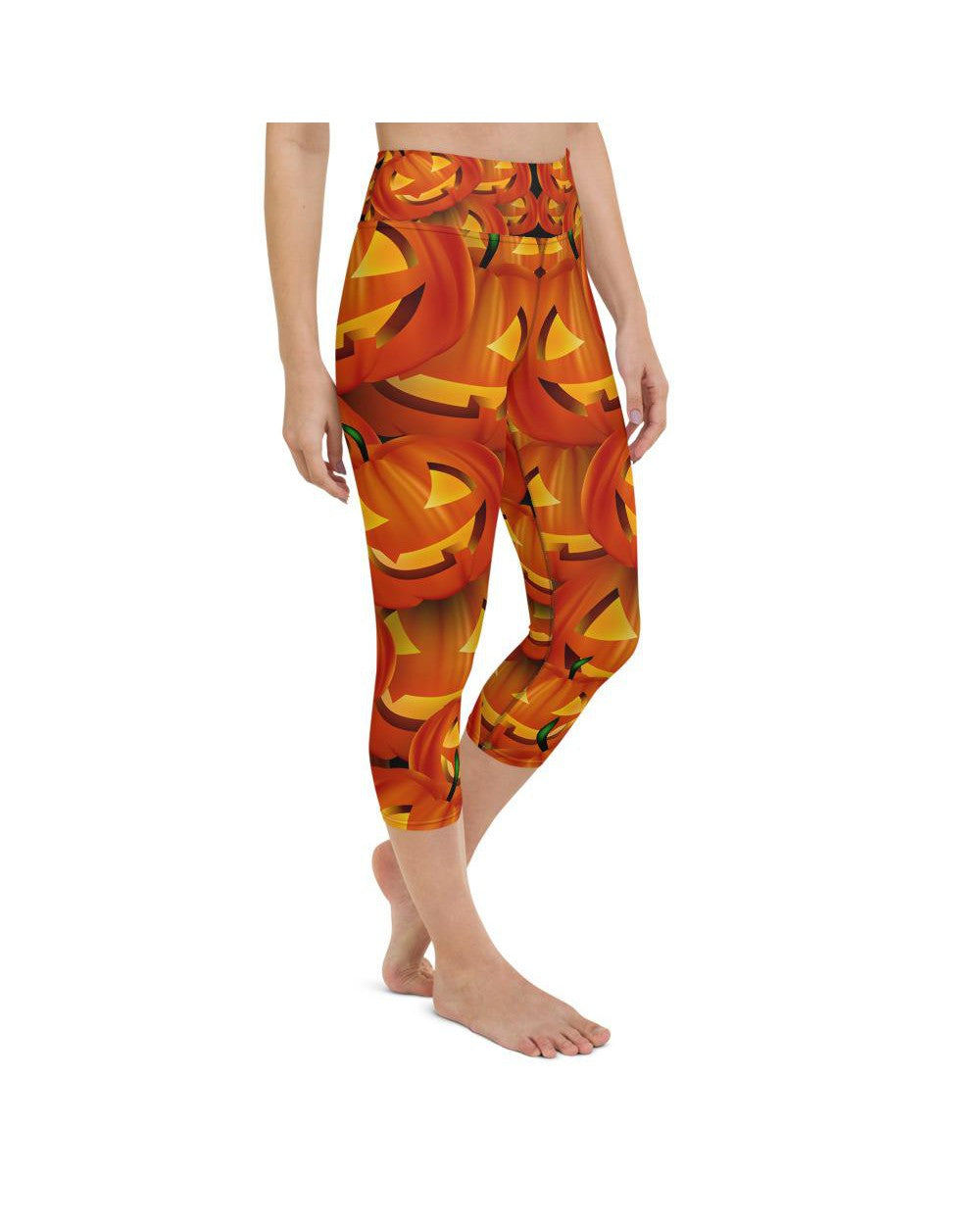 Womens Yoga Capris Halloween Pumpkin Orange/Yellow | Gearbunch.com