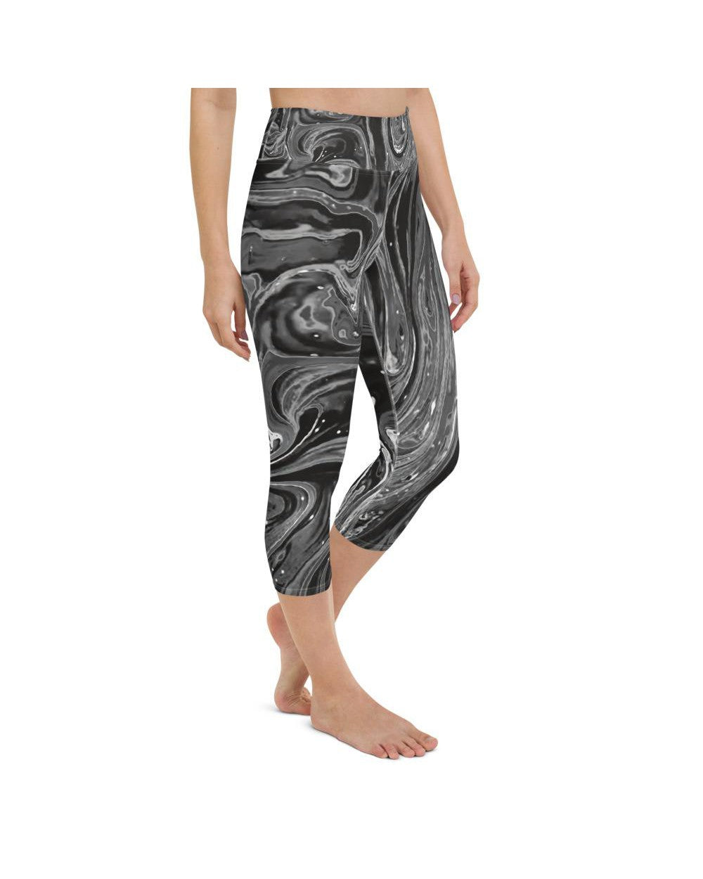 Womens Yoga Capris Grey Swirl Grey/White | Gearbunch.com