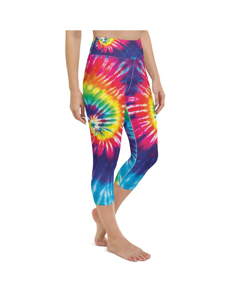 Womens Yoga Capris Tie Dye Swirl  Green/Purple/Yellow | Gearbunch.com