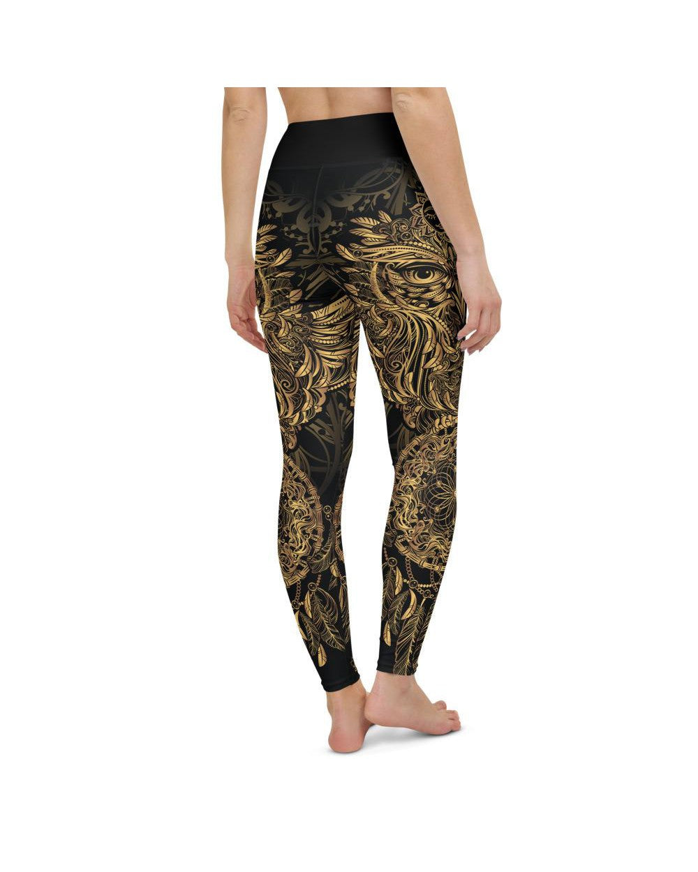 Golden Ornamental Owl Yoga Pants Gearbunch