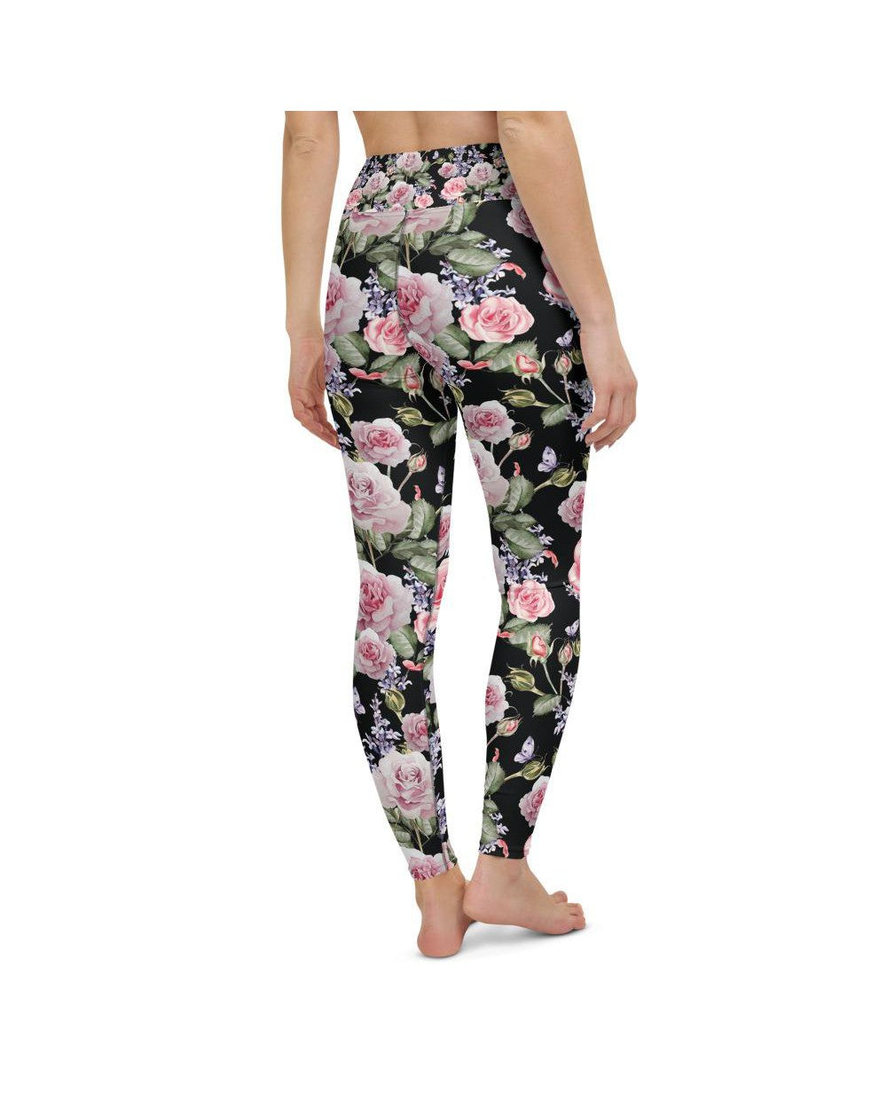 Watercolor Roses & Lavender Yoga Pants Gearbunch