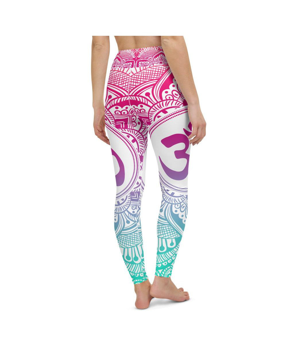 Womens Workout Yoga Pants Bright OM White/Blue/Pink