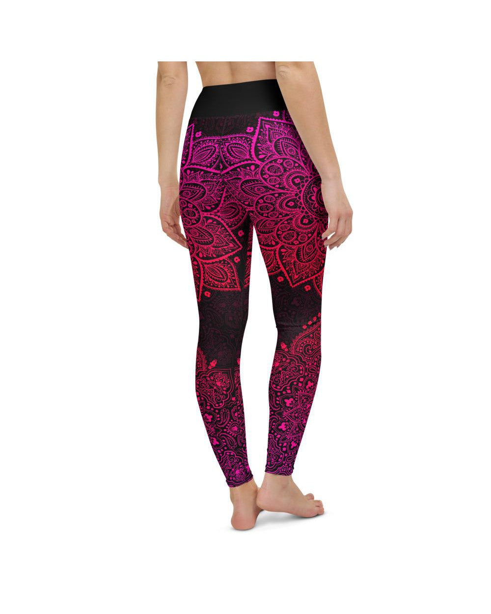 Womens Workout Yoga Pants Pink Mandala Pink/Black | Gearbunch.com