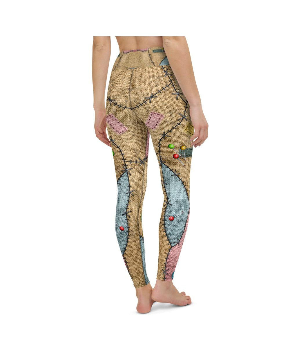 Womens Workout Yoga Pants Voodoo Doll Patch Brown/Pink | Gearbunch.com