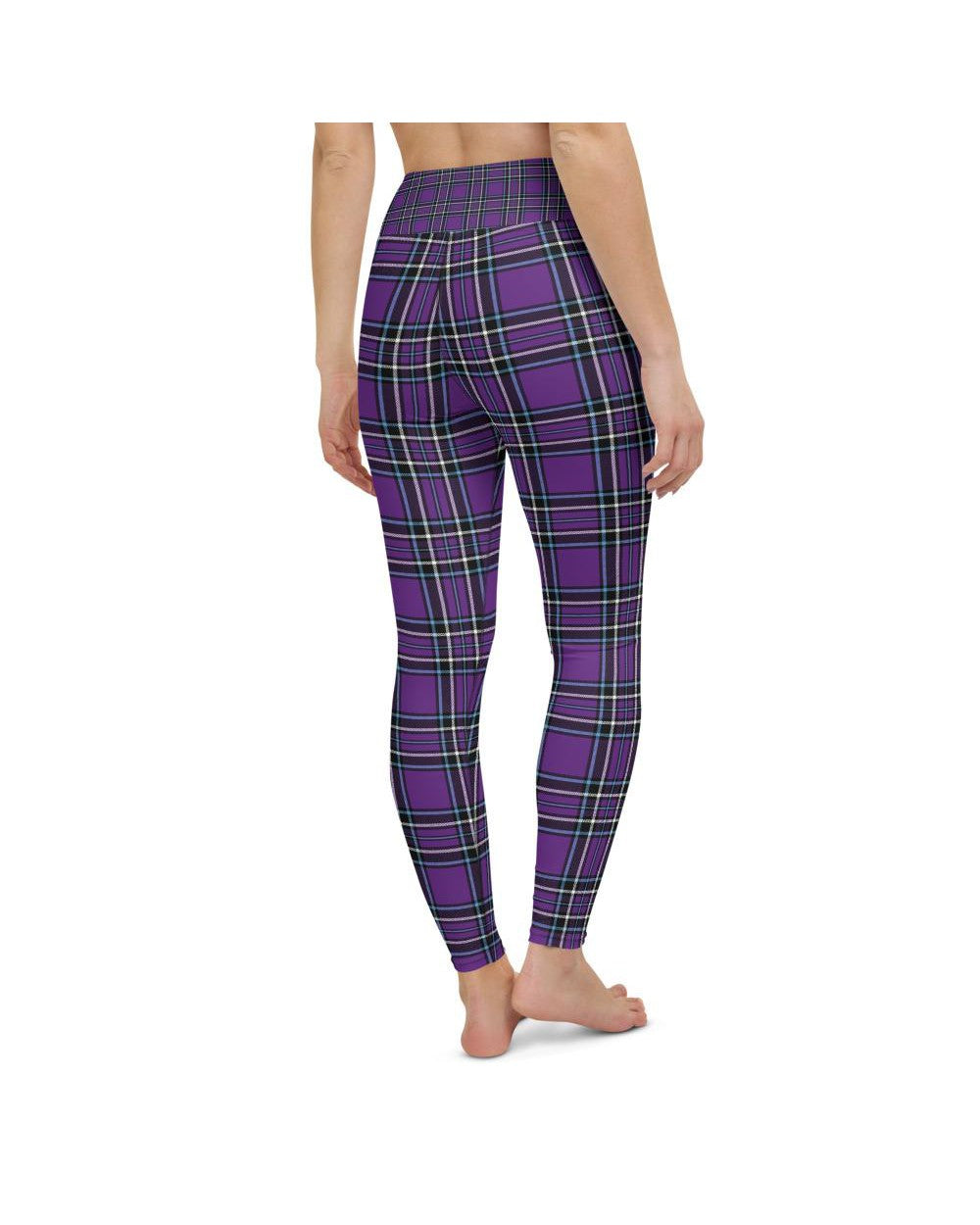 Womens Workout Yoga Pants Purple Tartan Purple/Black | Gearbunch.com