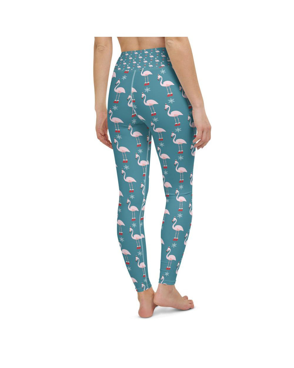 Womens Workout Yoga Pants Christmas Flamingo Patterned | Gearbunch.com