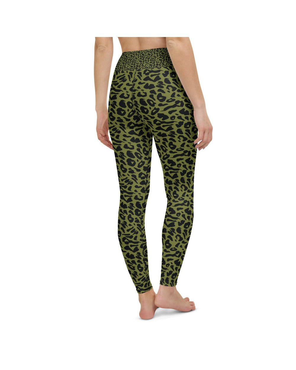 Womens Workout Yoga Pants Olive Green Leopard Skin | Gearbunch.com