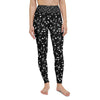 Women's music notes black printed leggings front view