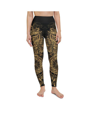 Golden Ornamental Owl Yoga Pants Gearbunch