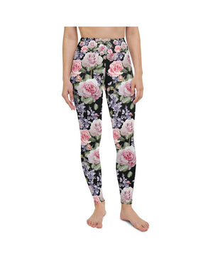 Watercolor Roses & Lavender Yoga Pants Gearbunch