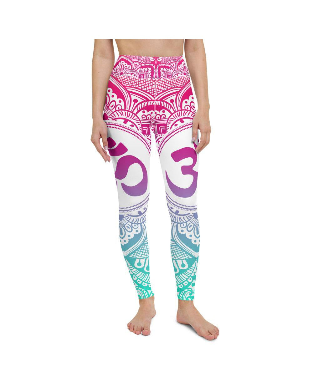 Womens Workout Yoga Pants Bright OM White/Blue/Pink | Gearbunch.com