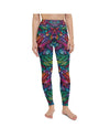 Womens Workout Yoga Pants Colorful Feathers Green/Blue | Gearbunch.com