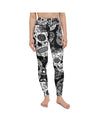 Womens Workout Yoga Pants Black & White Sugar Skull | Gearbunch.com