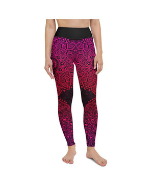 Womens Workout Yoga Pants Pink Mandala Pink/Black | Gearbunch.com