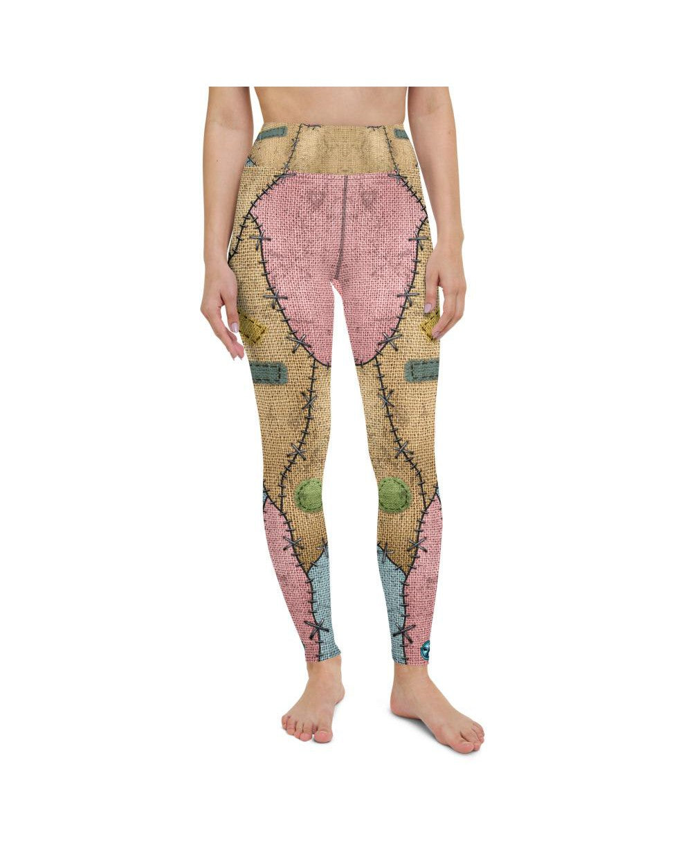 Womens Workout Yoga Pants Voodoo Doll Patch Brown/Pink | Gearbunch.com