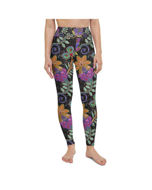 Womens Workout Yoga Pants Faux Paillette Flower Grey  | Gearbunch.com