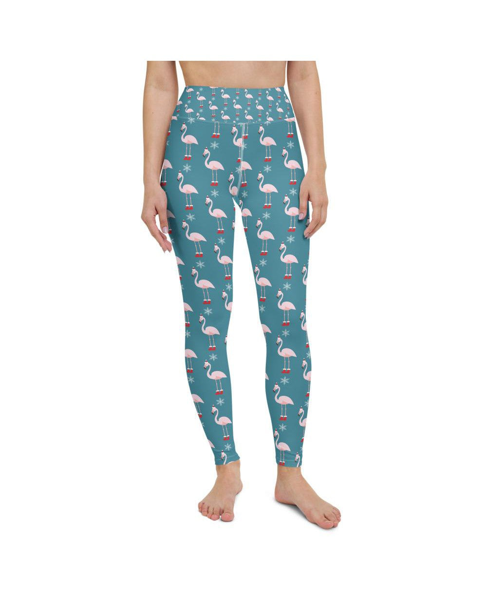 Womens Workout Yoga Pants Christmas Flamingo Patterned | Gearbunch.com