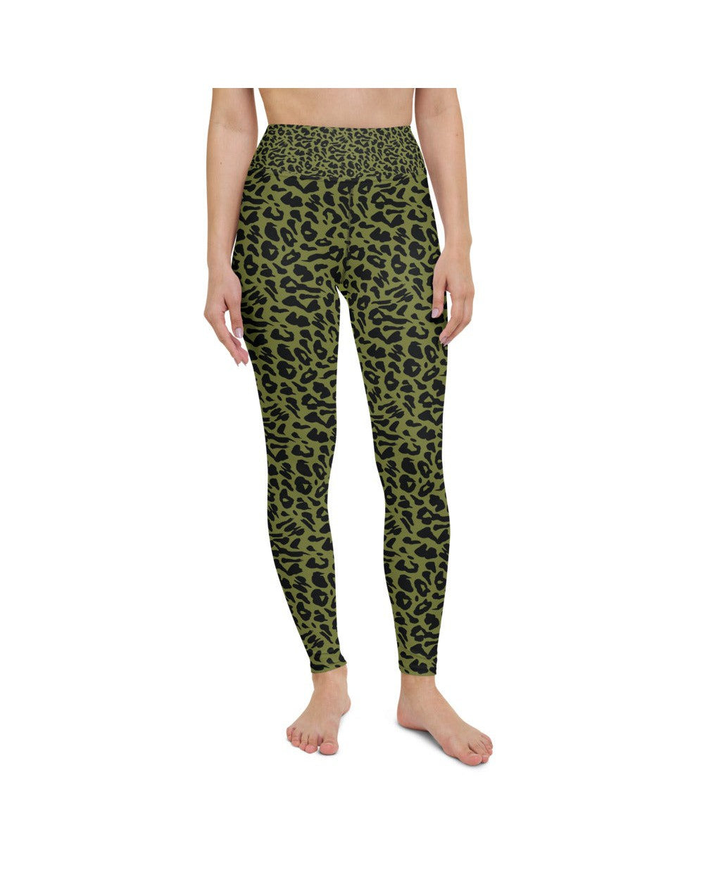 Womens Workout Yoga Pants Olive Green Leopard Skin Gearbunch GearBunch