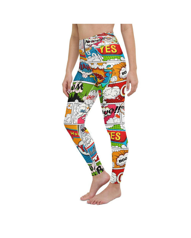 Womens Workout Yoga Comic Book Super Hero Leggings Red/White/Yellow/Green