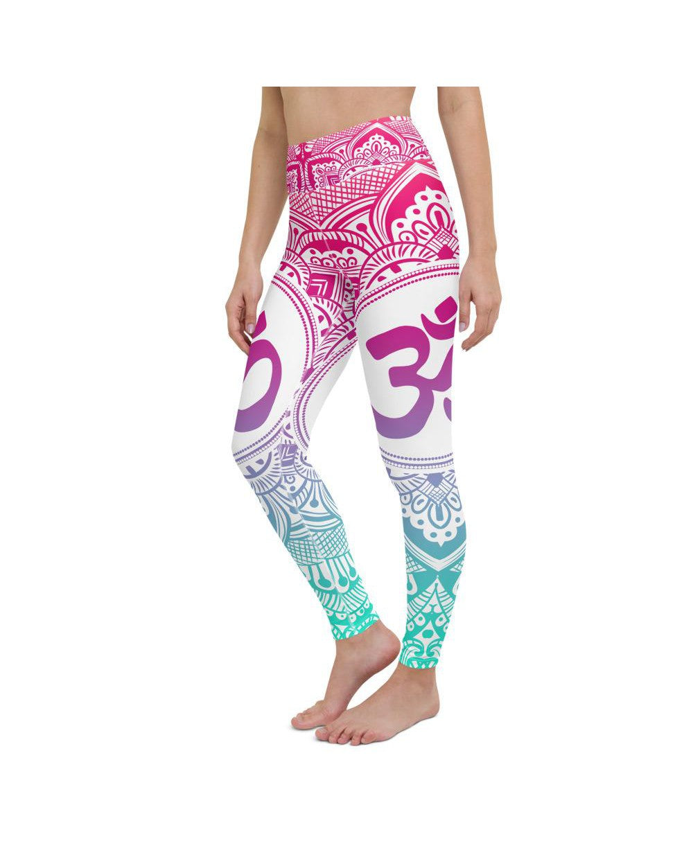 Womens Workout Yoga Pants Bright OM White/Blue/Pink