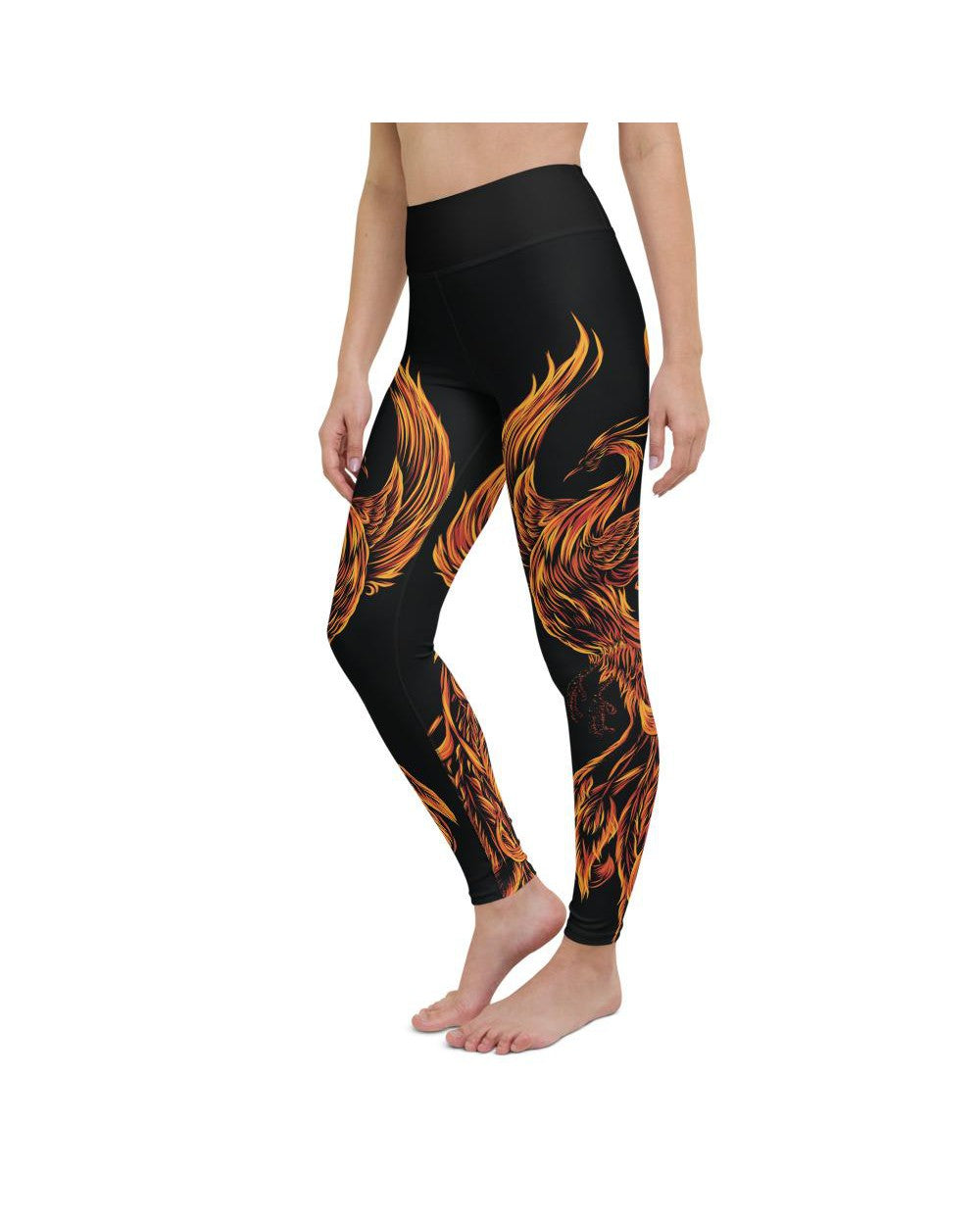 Womens Workout Yoga Pants Phoenix Black/Orange/Red | Gearbunch.com