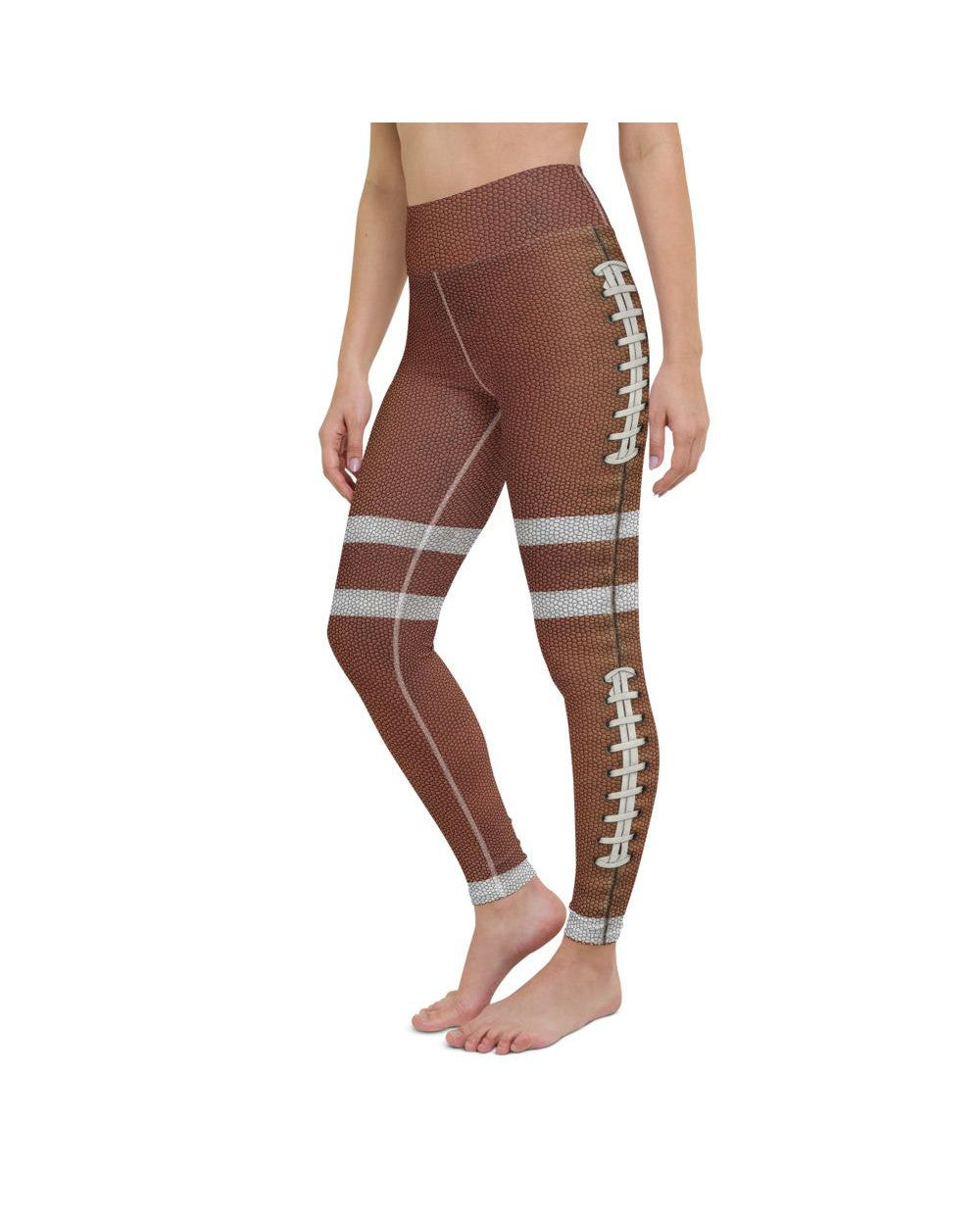 Womens Workout Yoga Pants American Football Brown/White | Gearbunch.com