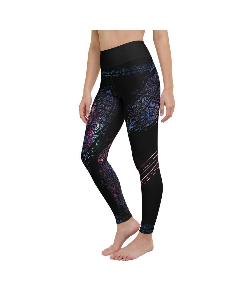 Womens Workout Yoga Pants Mystic Feather Black/Purple | Gearbunch.com