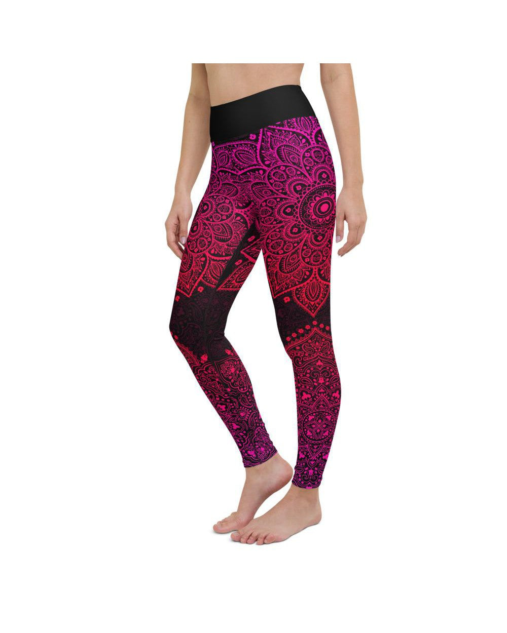 Womens Workout Yoga Pants Pink Mandala Pink/Black | Gearbunch.com