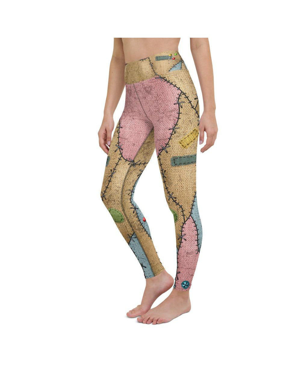 Womens Workout Yoga Pants Voodoo Doll Patch Brown/Pink | Gearbunch.com