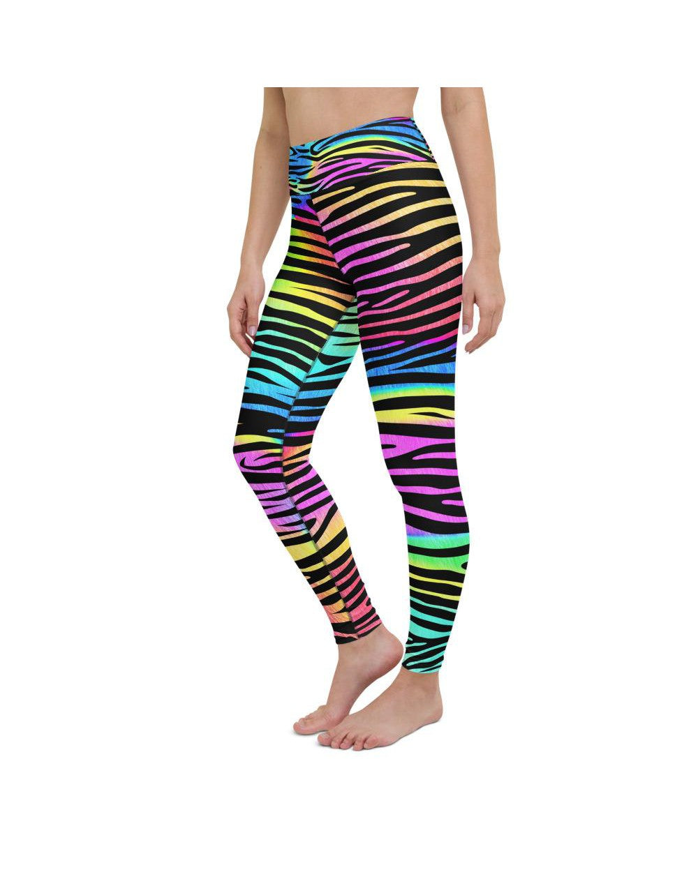 Womens Workout Yoga Pants Colorful Zebra Striped | Gearbunch.com