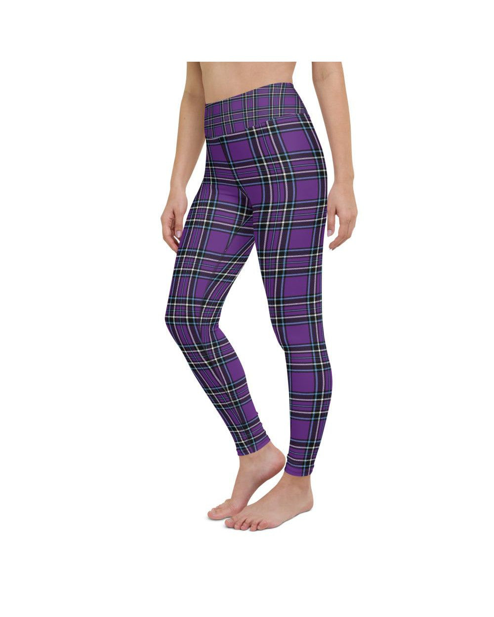 Womens Workout Yoga Pants Purple Tartan Purple/Black | Gearbunch.com