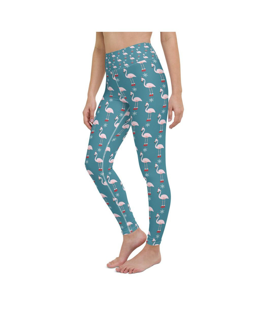 Womens Workout Yoga Pants Christmas Flamingo Patterned | Gearbunch.com