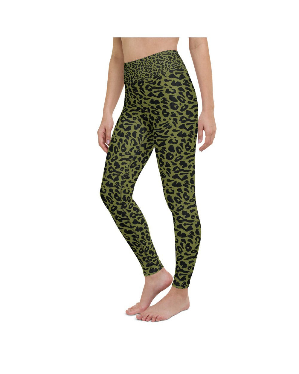 Womens Workout Yoga Pants Olive Green Leopard Skin | Gearbunch.com