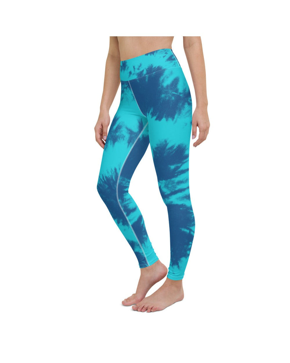 Womens Workout Yoga Pants Blue & Aqua Tie Dye | Gearbunch.com