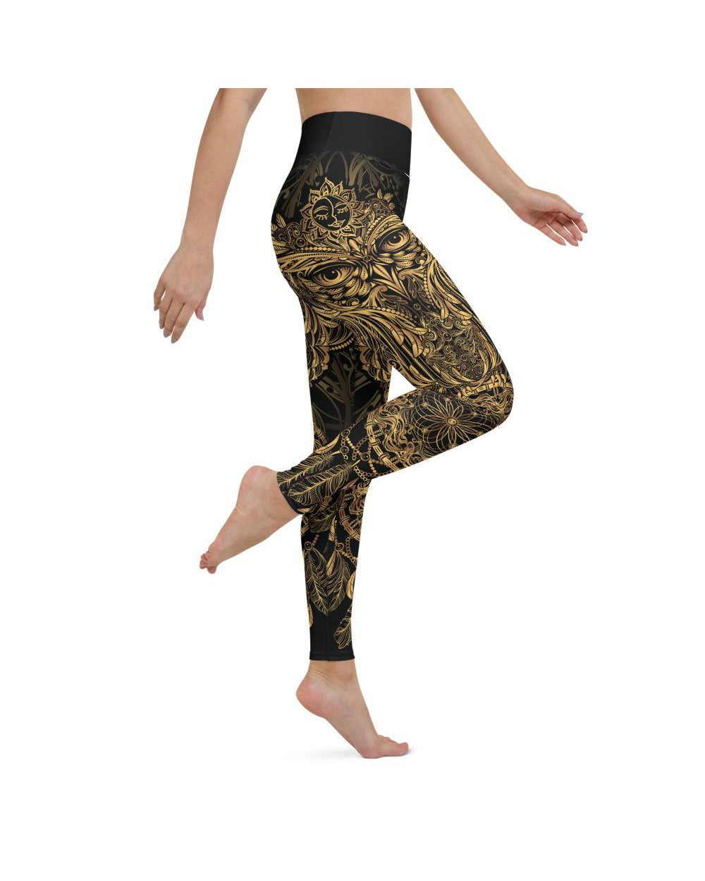 Golden Ornamental Owl Yoga Pants Gearbunch