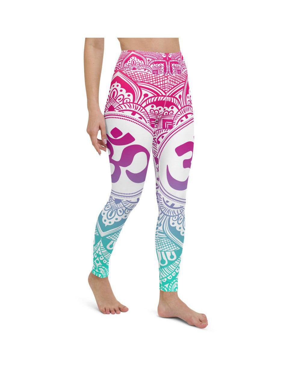 Womens Workout Yoga Pants Bright OM White/Blue/Pink | Gearbunch.com