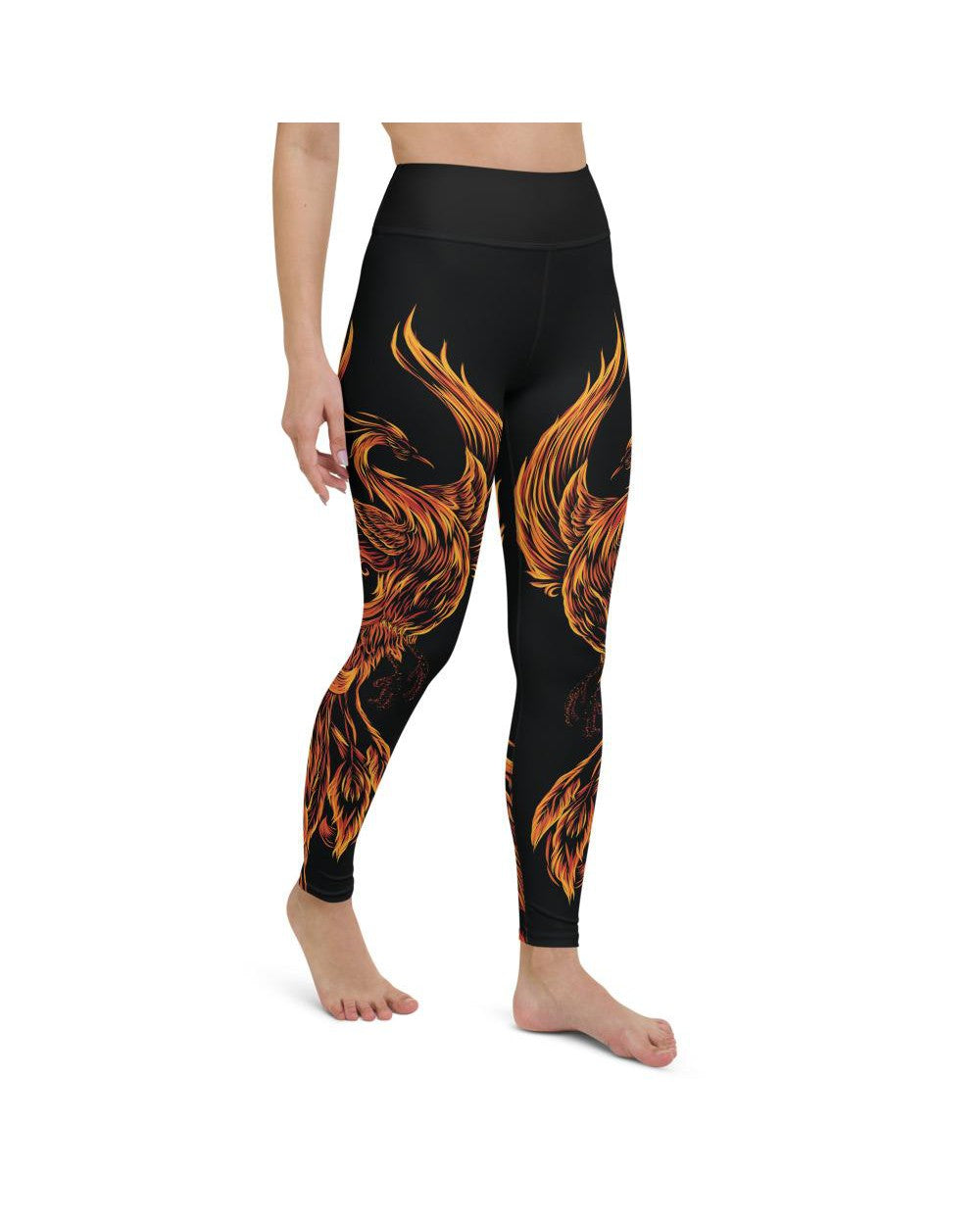 Womens Workout Yoga Pants Phoenix Black/Orange/Red | Gearbunch.com