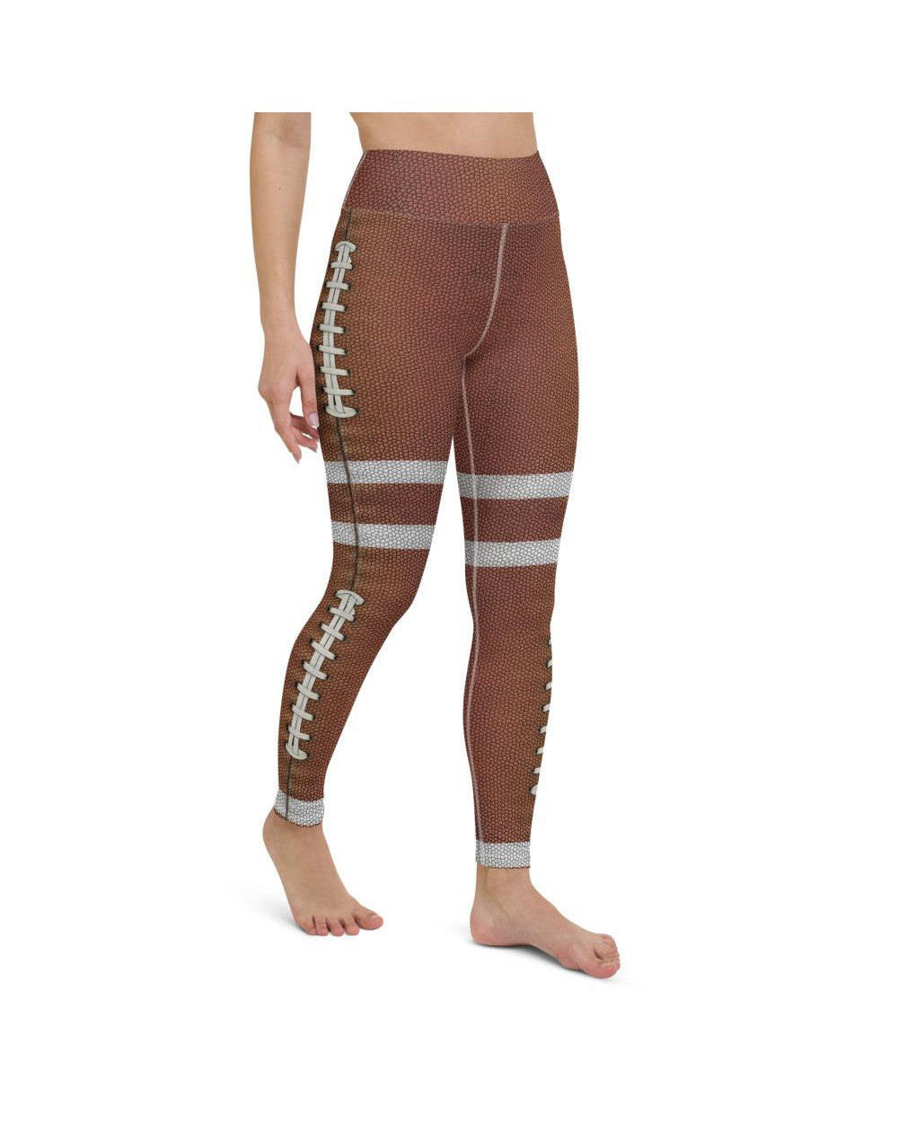 Womens Workout Yoga Pants American Football Brown/White | Gearbunch.com