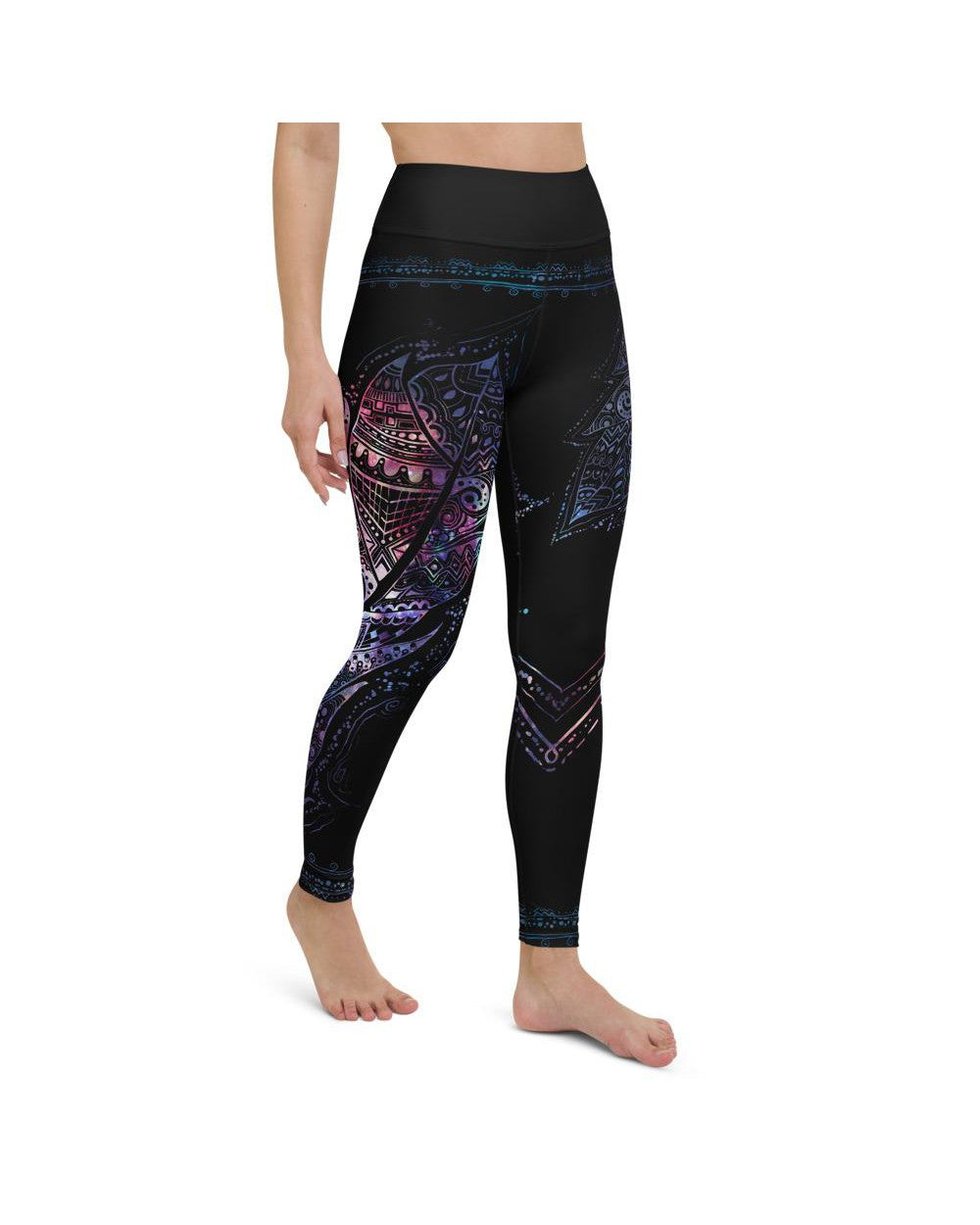 Womens Workout Yoga Pants Mystic Feather Black/Purple | Gearbunch.com