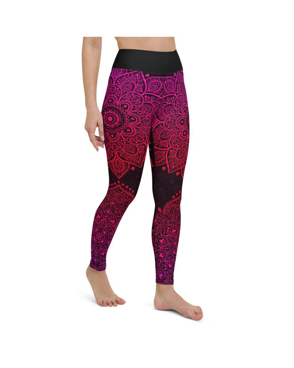 Womens Workout Yoga Pants Pink Mandala Pink/Black | Gearbunch.com