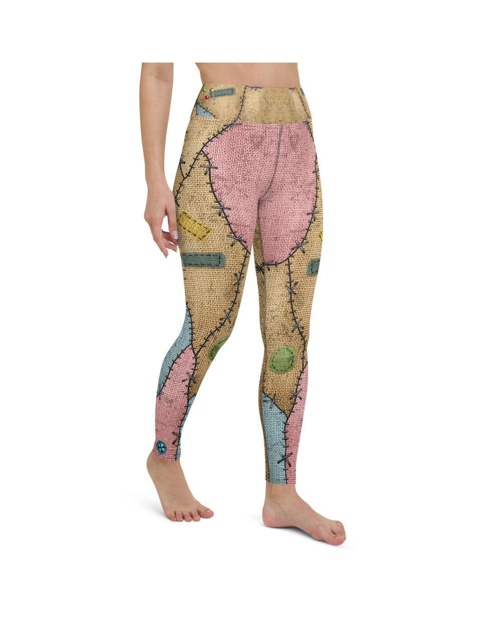 Womens Workout Yoga Pants Voodoo Doll Patch Brown/Pink | Gearbunch.com