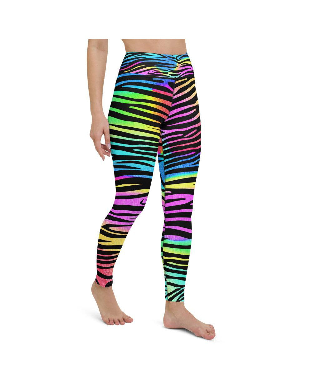 Womens Workout Yoga Pants Colorful Zebra Striped | Gearbunch.com